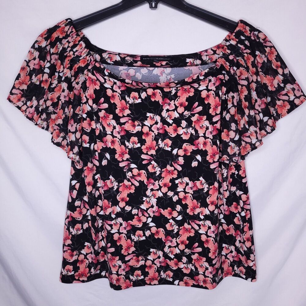 Floral Off-Shoulder Women’s Top - Black with Pink Floral